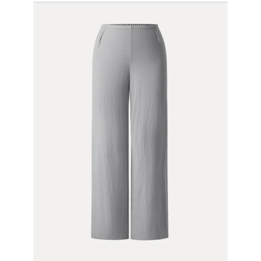 OGL Gray Breathable Cotton-linen Mid Rise Straight Leg Pant Size Small Pleated